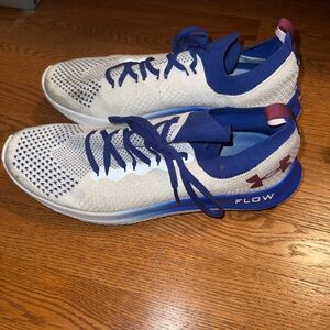 Under Armour White and Blue Flow Knit Trainers